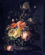 Rachel Ruysch Still life with flowers on a marble table top Germany oil painting artist